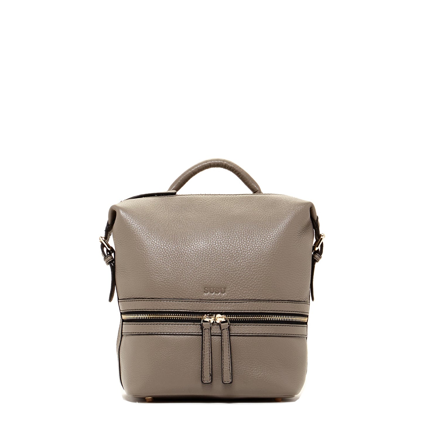 SUSU Grey Leather Backpack Purse Convertible Crossbody Bag