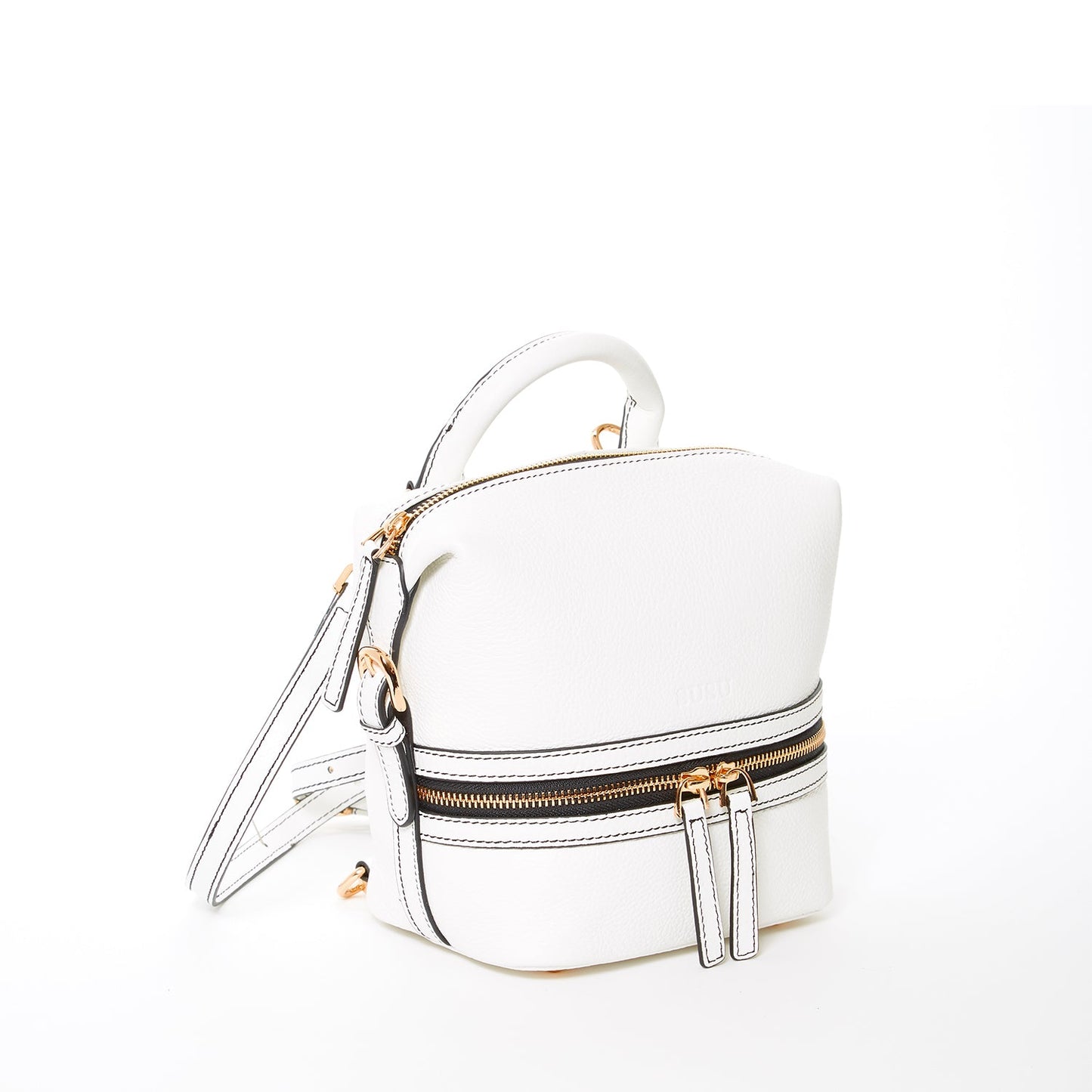 SUSU Leather Backpack for Women White Purse Convertible Crossbody Bag Medium Size with Front and Back Pockets