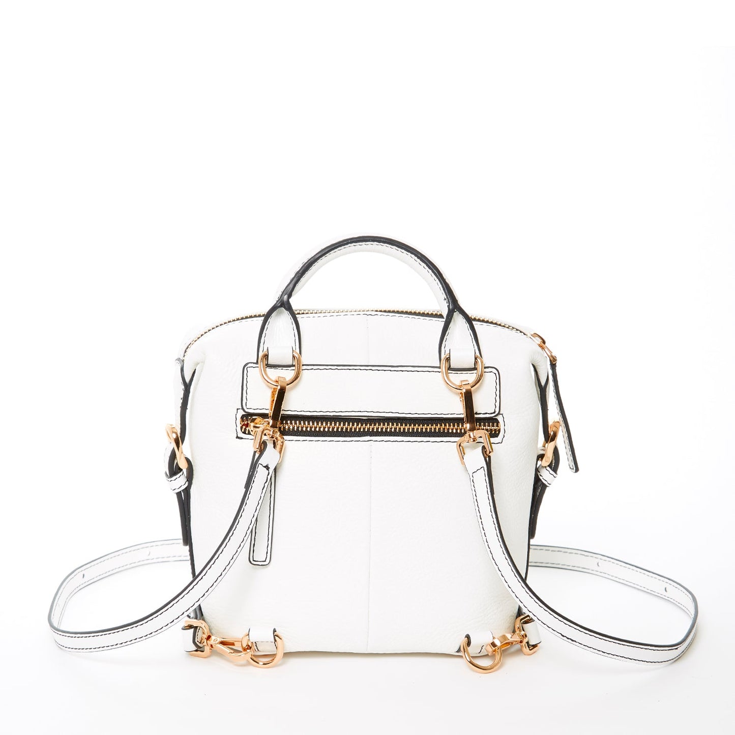 SUSU Leather Backpack for Women White Purse Convertible Crossbody Bag Medium Size with Front and Back Pockets