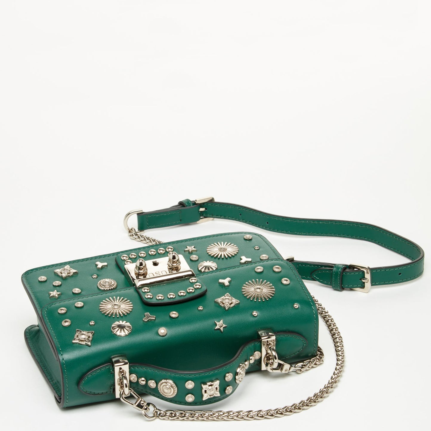 SUSU Small Leather Crossbody Bag Dark Green Purse Women's Handbag
