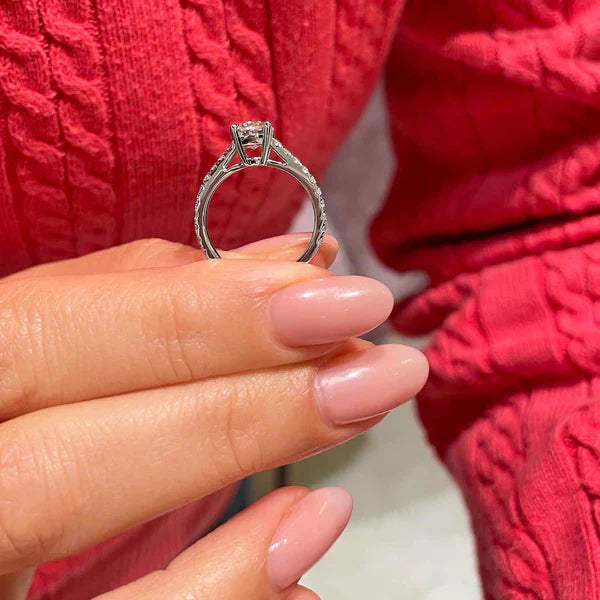 Round Brilliant Lab Grown Diamond Engagement Ring (F/VS) in 14K White Gold - Choice of 1ctw or 2ctw
