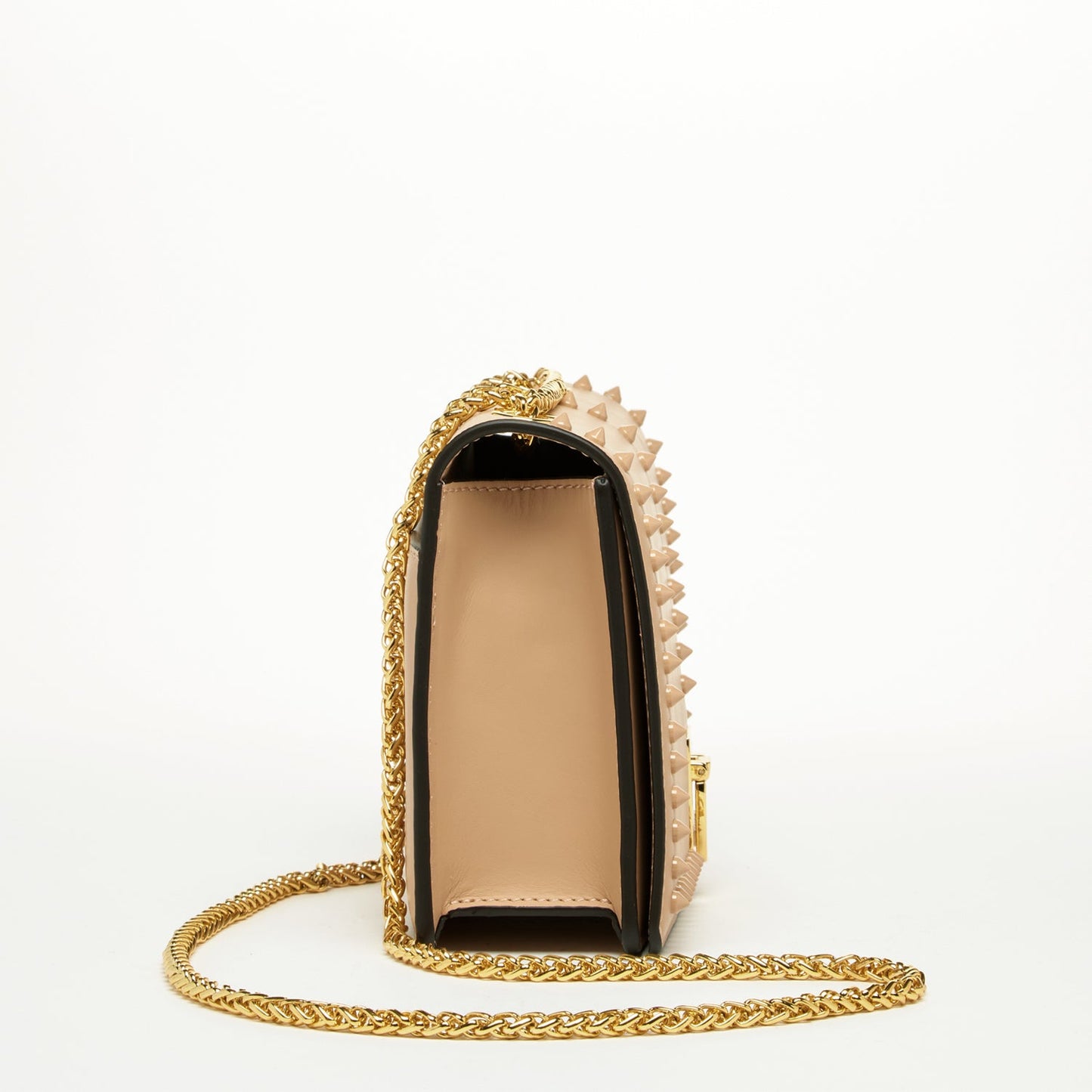 SUSU Leather Chain Shoulder Bag with Chain Strap, Medium Size Crossbody Bag Beige Purse