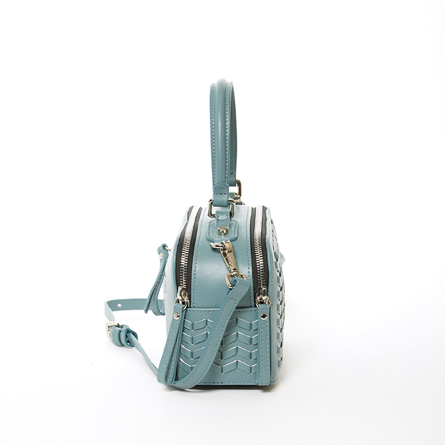 SUSU Woven Leather Crossbody Bag Blue Purse Women's Handbag