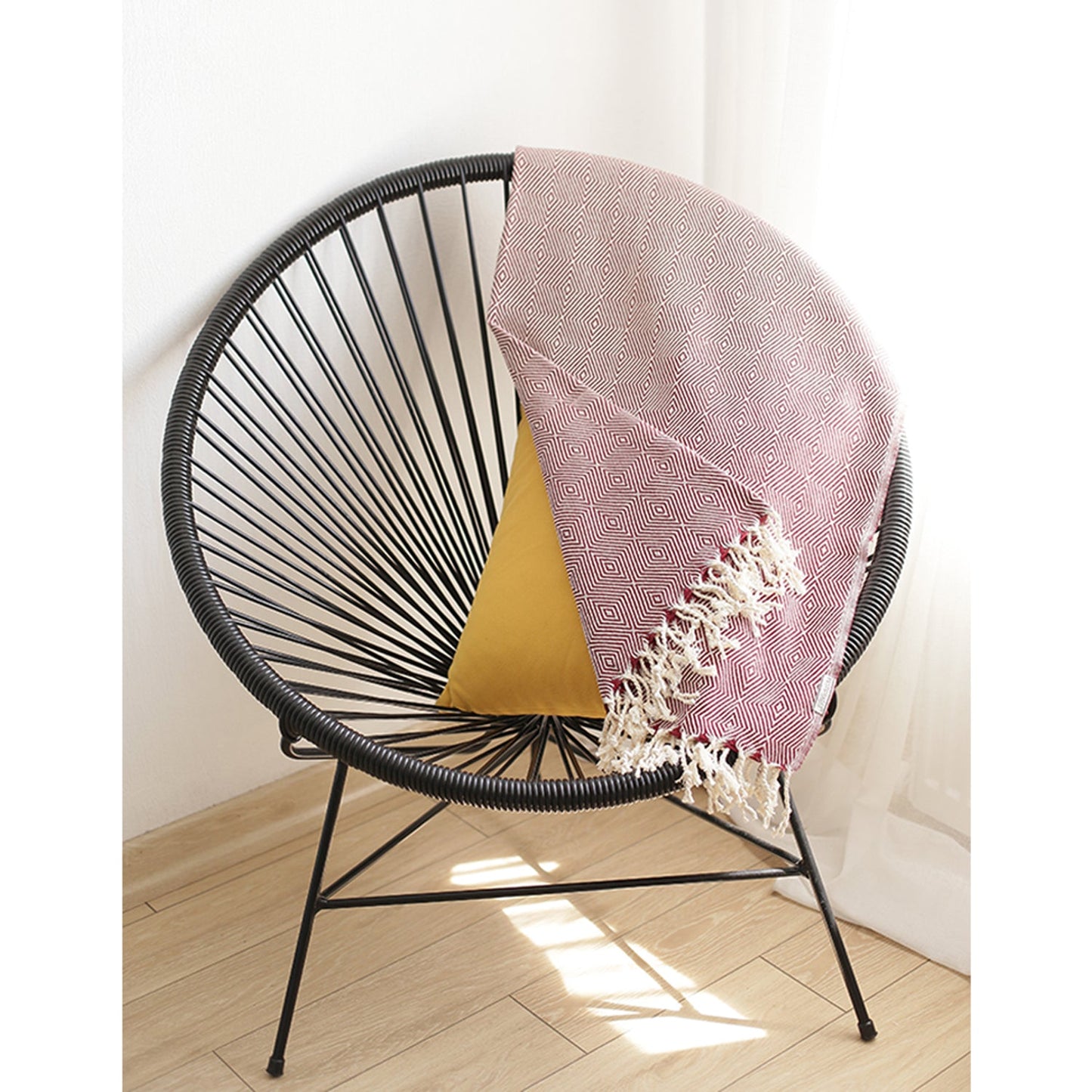 Handwoven Throw Blanket Single 40" x 70" Turkish Cotton 100% with Tassels for Couch, Sofa, Bedding