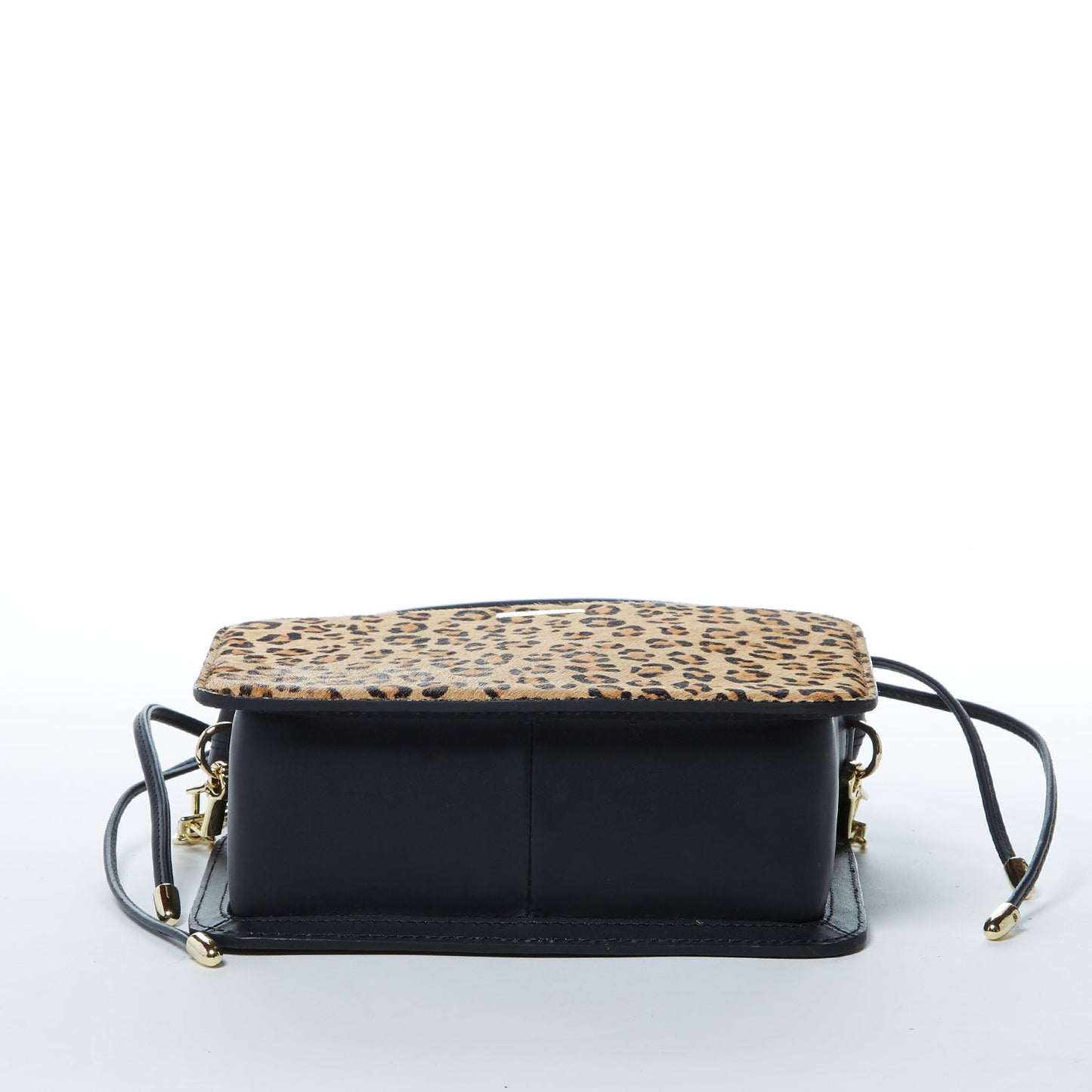SUSU Leather Bucket Bag Leopard Black Purse Drawstring Design Medium Size Bag