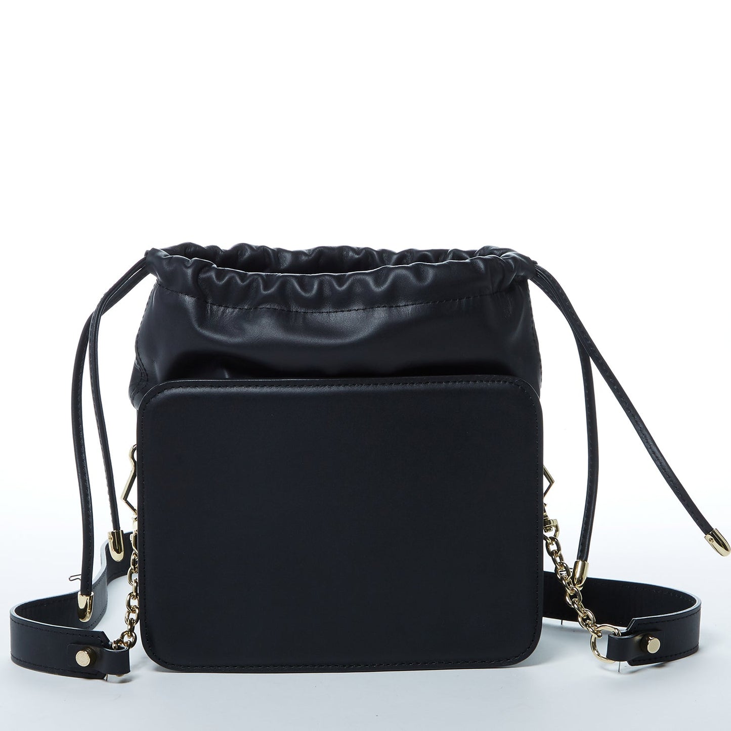 SUSU Leather Bucket Bag Leopard Black Purse Drawstring Design Medium Size Bag
