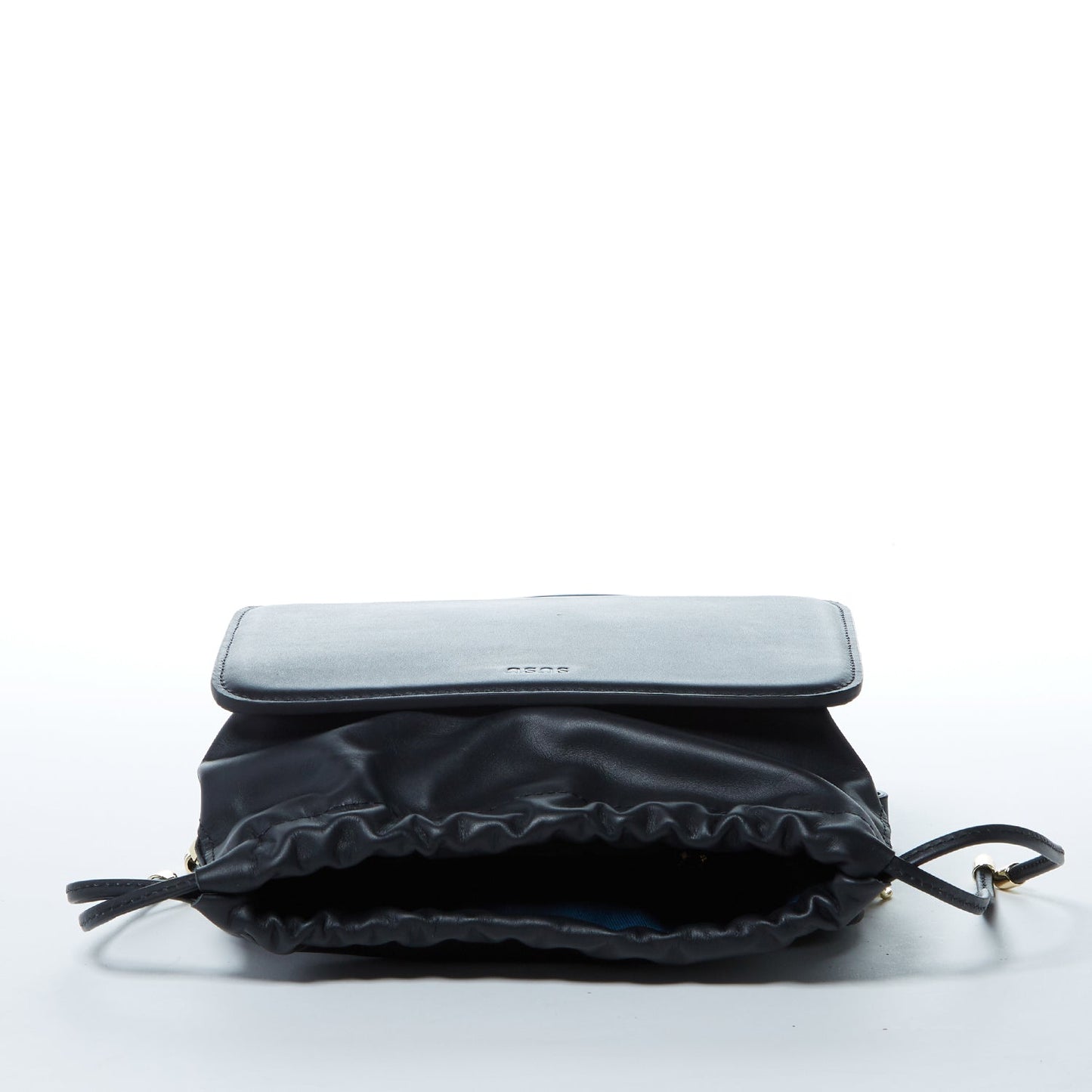 SUSU Leather Bucket Bag Black Purse Drawstring Design Medium Size Bag