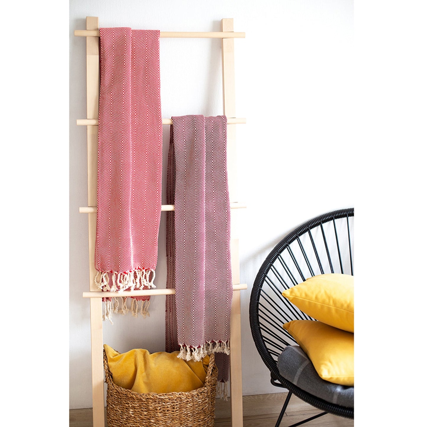 Handwoven Throw Blanket Set of 2 40" x 70" Turkish Cotton 100% with Tassels for Couch, Sofa, Bedding