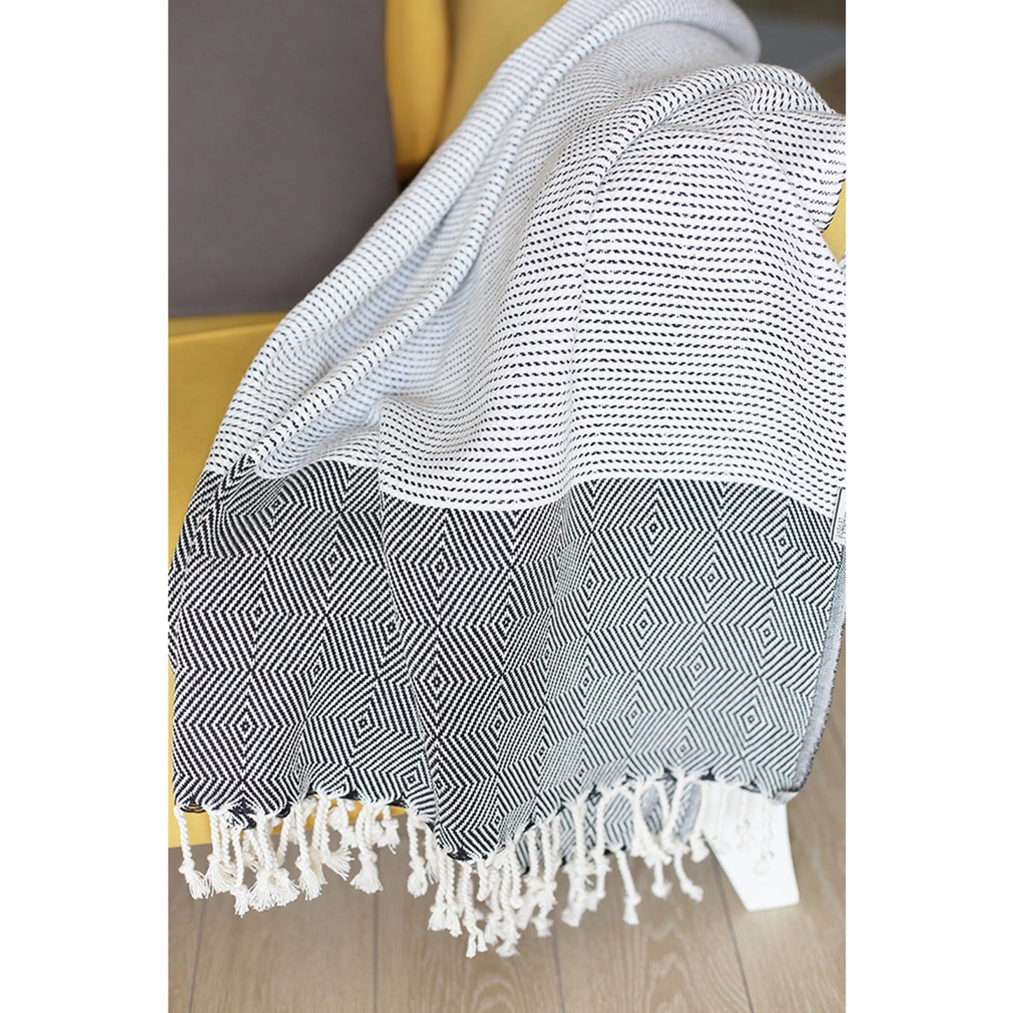 Handwoven Throw Blanket Set of 2 40" x 70" Turkish Cotton 100% with Tassels for Couch, Sofa, Bedding