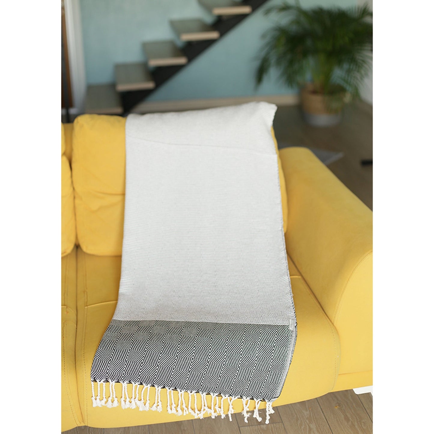Handwoven Throw Blanket Set of 2 40" x 70" Turkish Cotton 100% with Tassels for Couch, Sofa, Bedding