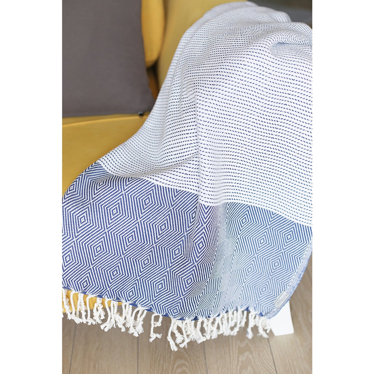 Handwoven Throw Blanket Set of 2 40" x 70" Turkish Cotton 100% with Tassels for Couch, Sofa, Bedding