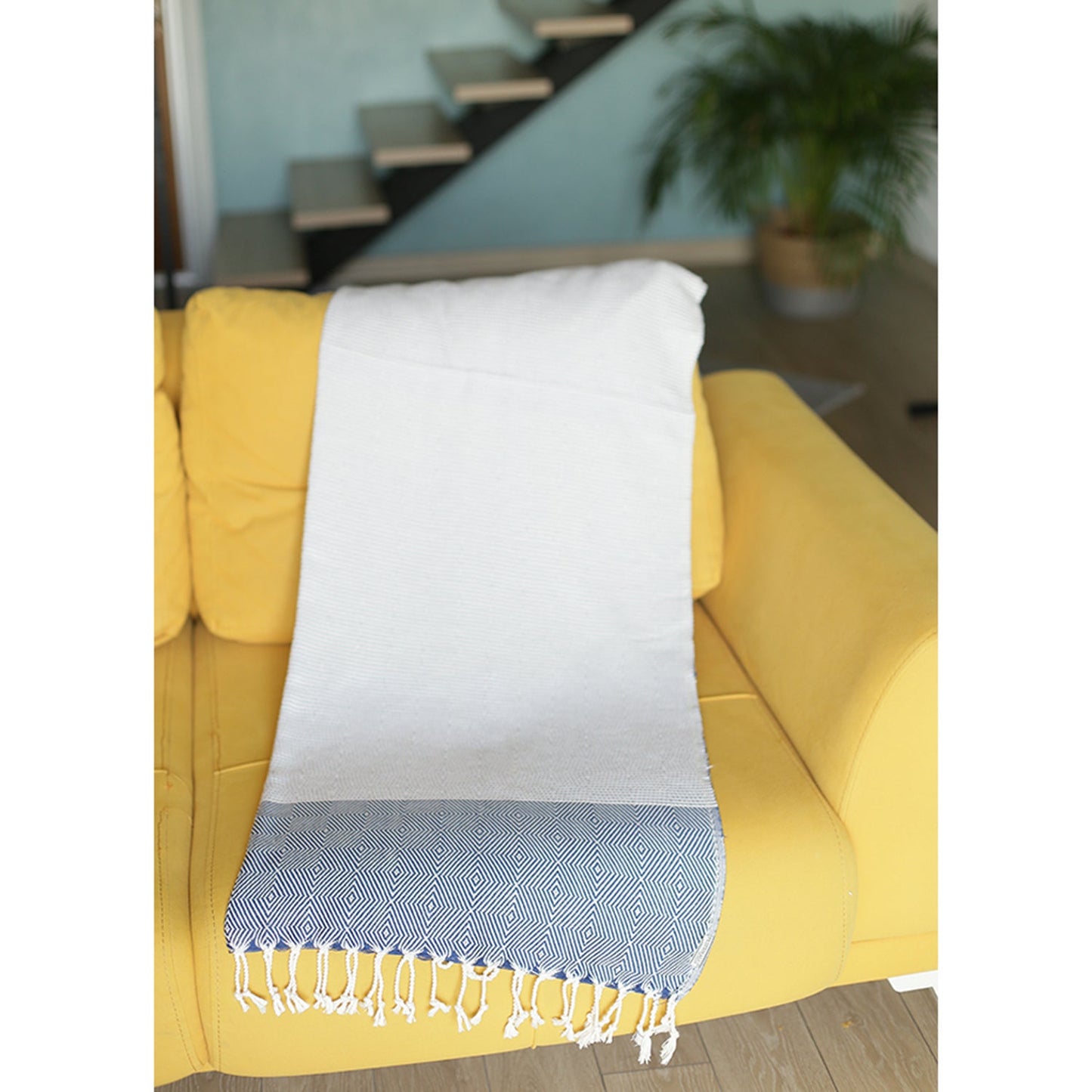 Handwoven Throw Blanket Set of 2 40" x 70" Turkish Cotton 100% with Tassels for Couch, Sofa, Bedding