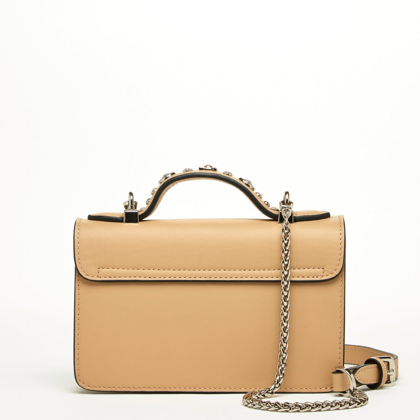 SUSU Small Leather Crossbody Bag Studded Dark Beige Tan Purse Women's Handbag