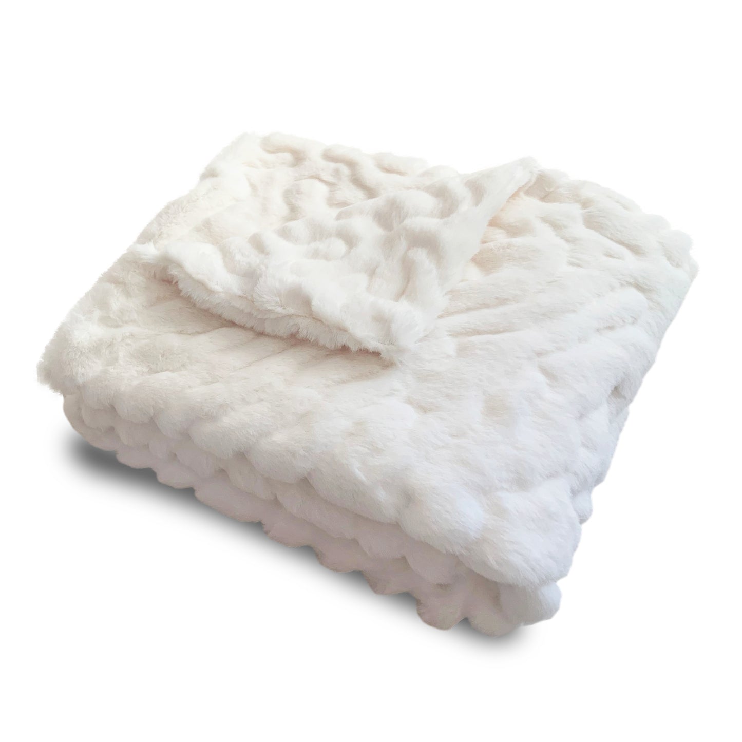 FAUX FUR ROYAL CREAM BABY BLANKET IN GIFT BOX (MPB4)