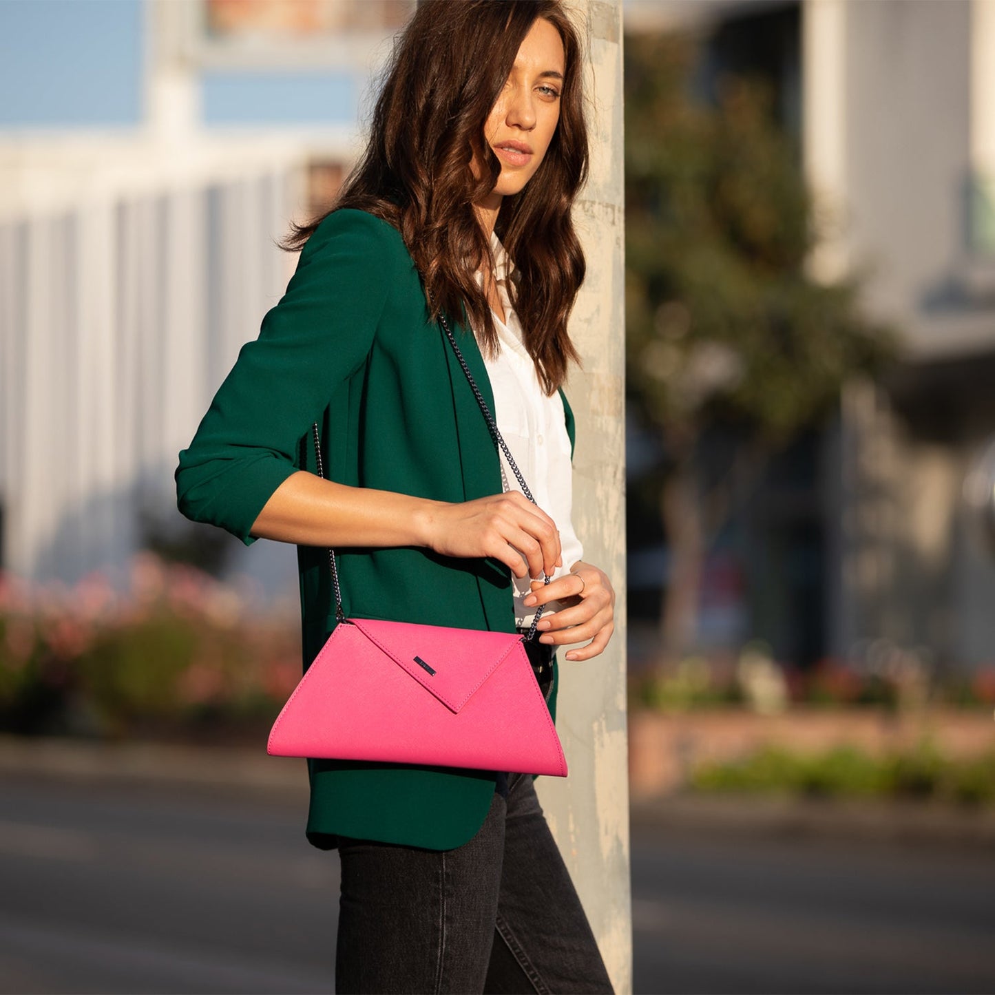SUSU Hot Pink Purse Leather Clutch Bag Crossbody Evening Purse Unique Women's Handbag