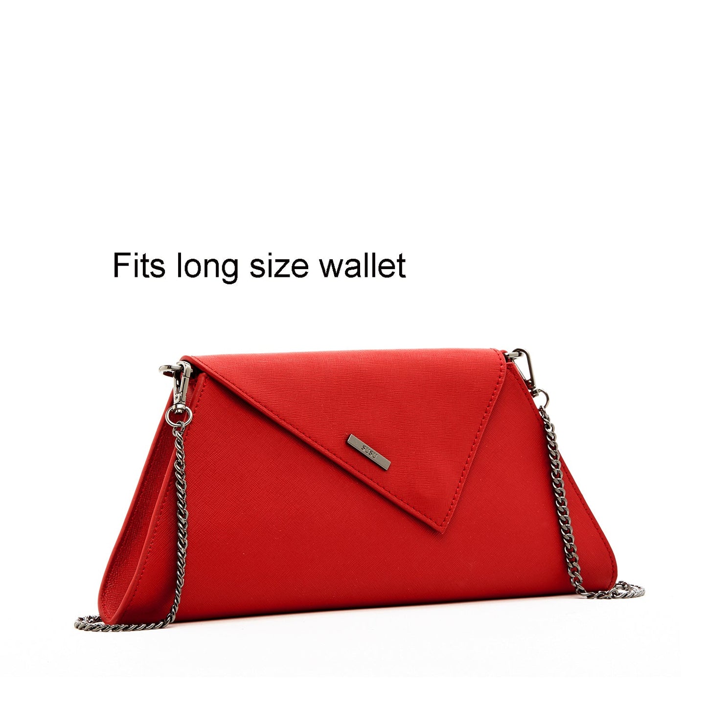 SUSU Red Clutch Bag Leather Clutch Purse Crossbody Evening Purse Unique Women's Red Handbag