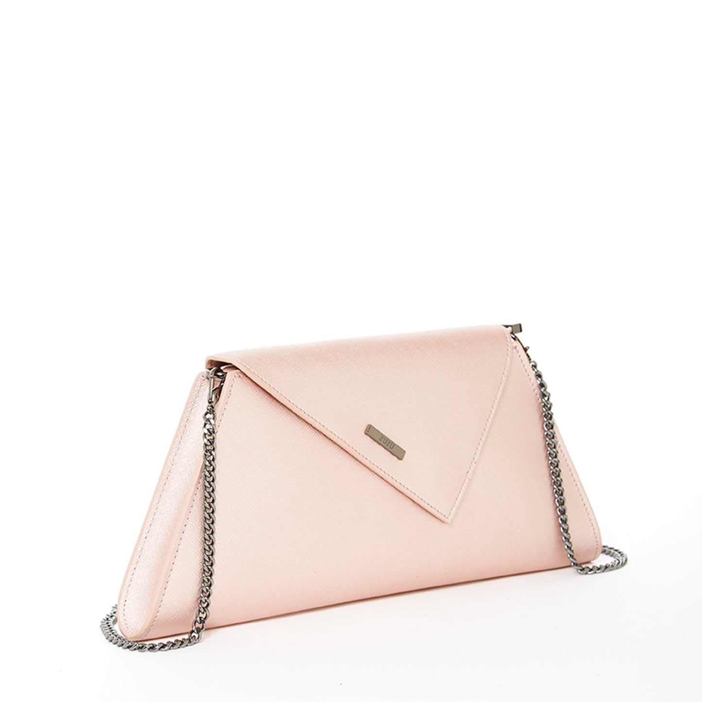 SUSU Rose Gold Metallic Leather Clutch Bag Unique Evening Purse Women's Handbag