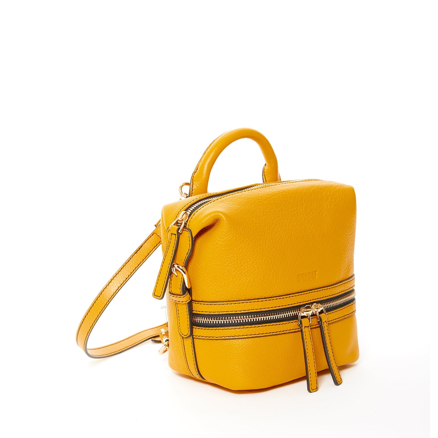 SUSU Leather Backpack for Women Yellow Purse Convertible Crossbody Bag Medium Size with Front and Back Pockets
