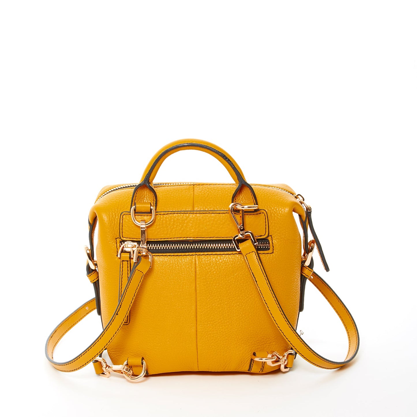 SUSU Leather Backpack for Women Yellow Purse Convertible Crossbody Bag Medium Size with Front and Back Pockets
