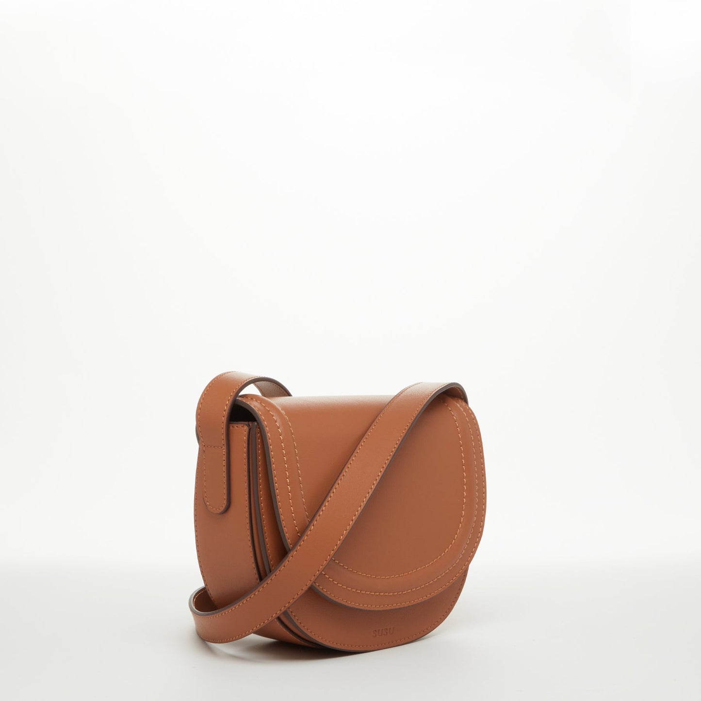 SUSU Leather Saddle Bag Brown Crossbody Purse Women's Handbag