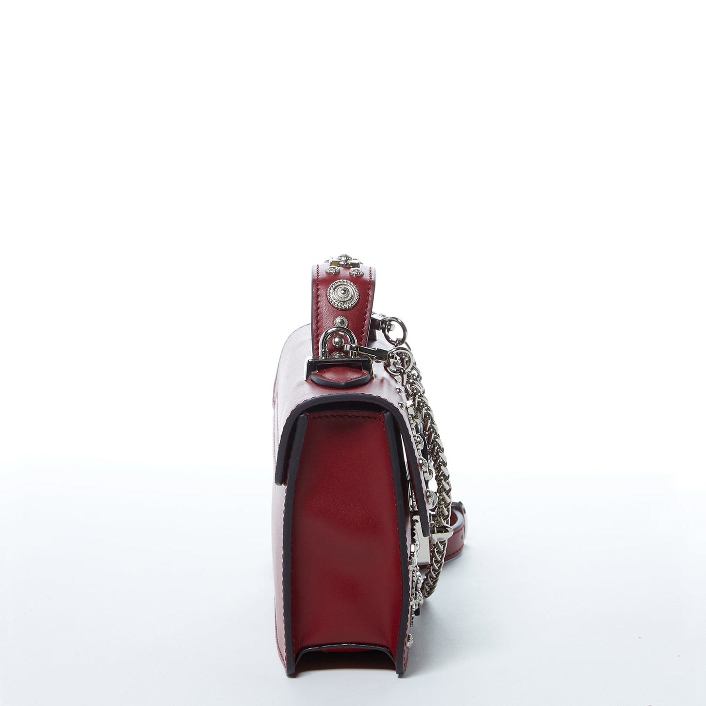 SUSU Studded Small Leather Crossbody Bag Burgundy Purse Women's Handbag