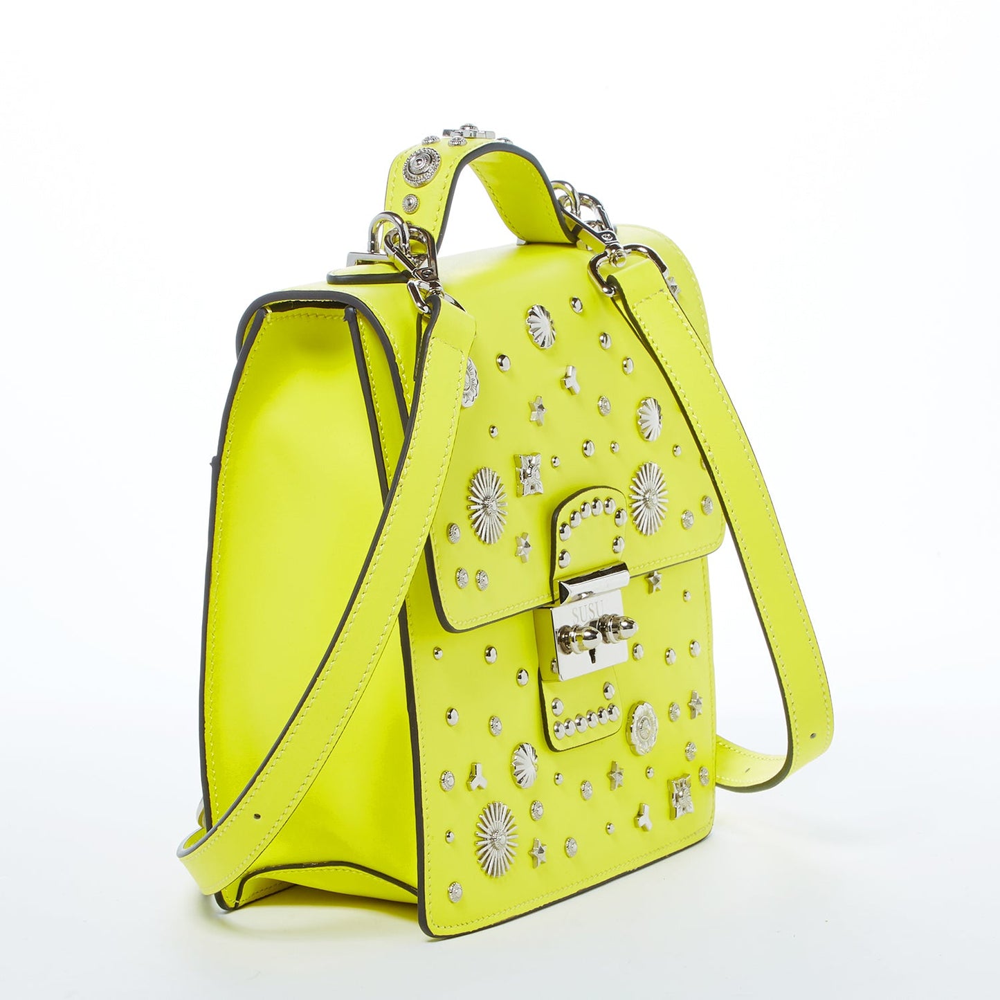 SUSU Convertible Leather Backpack Purse Yellow Crossbody Bag Women's Handbag