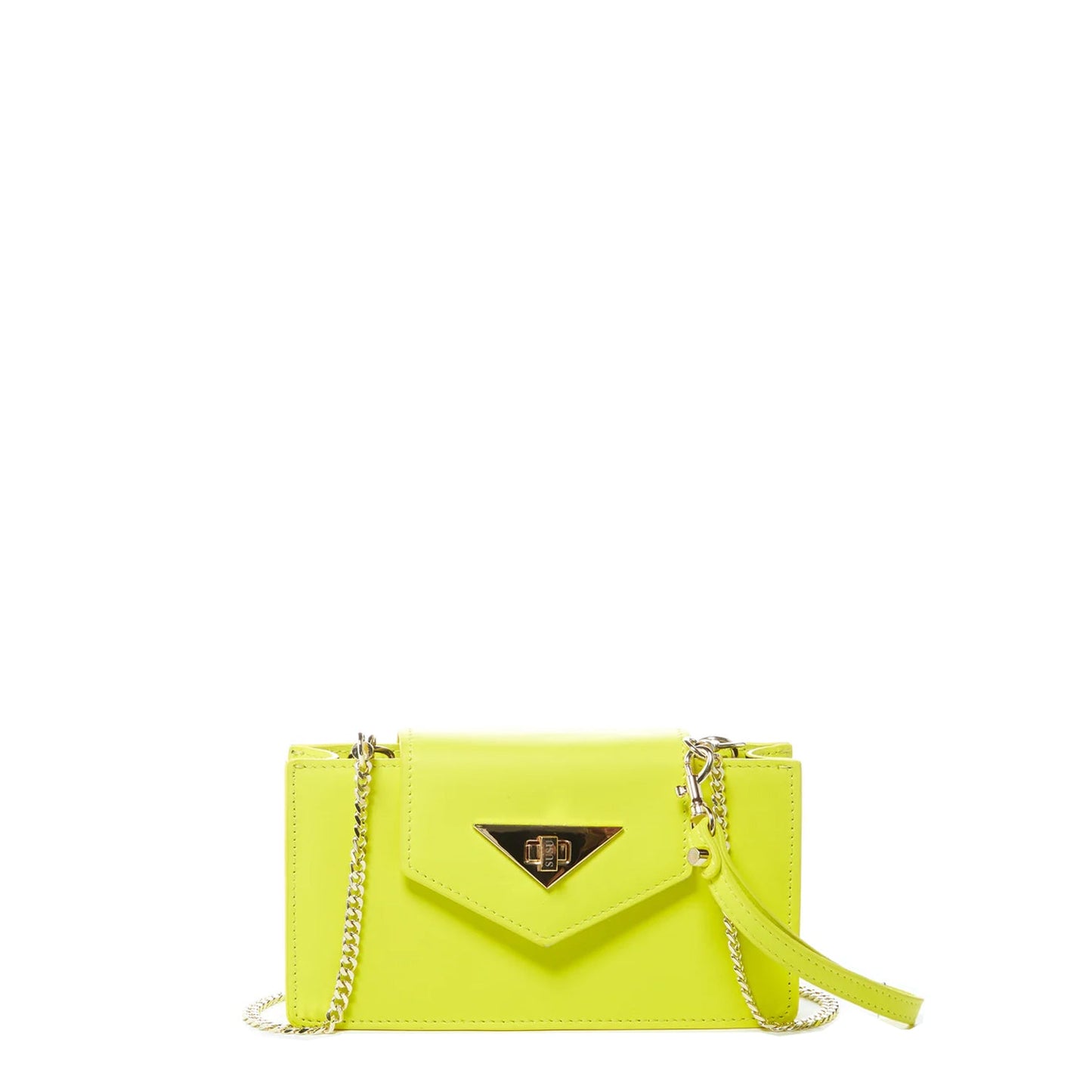 SUSU Bright Yellow Mini Crossbody Purse Chain Strap Leather Wristlet Women's Handbag