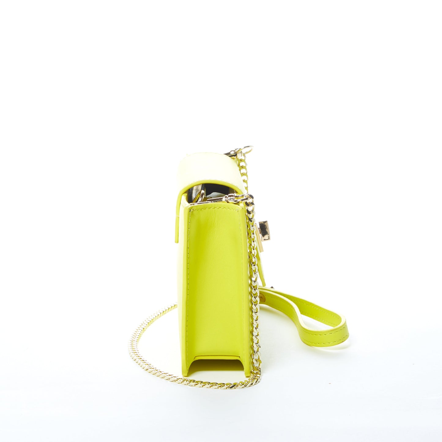 SUSU Bright Yellow Mini Crossbody Purse Chain Strap Leather Wristlet Women's Handbag