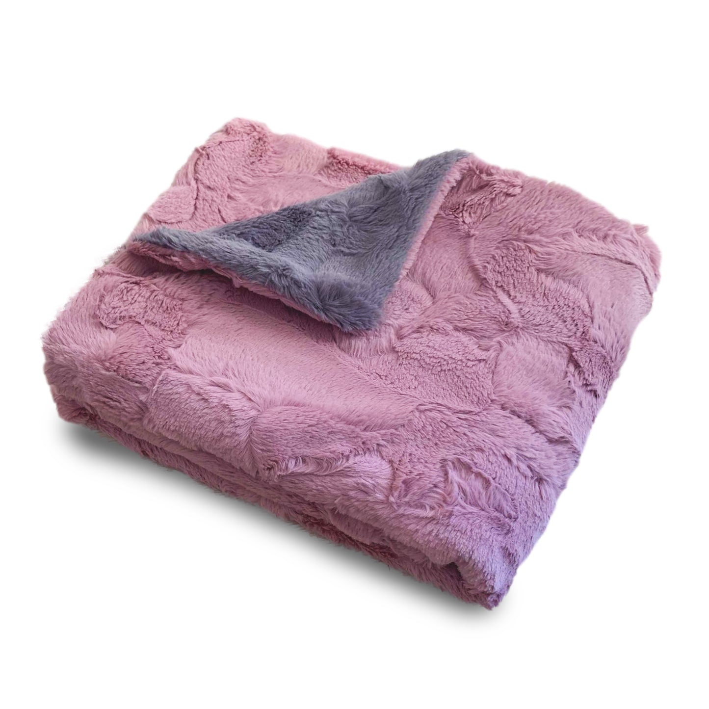 FAUX FUR CLASSIC TWO TONED BABY BLANKET IN GIFT BOX (MPB4)
