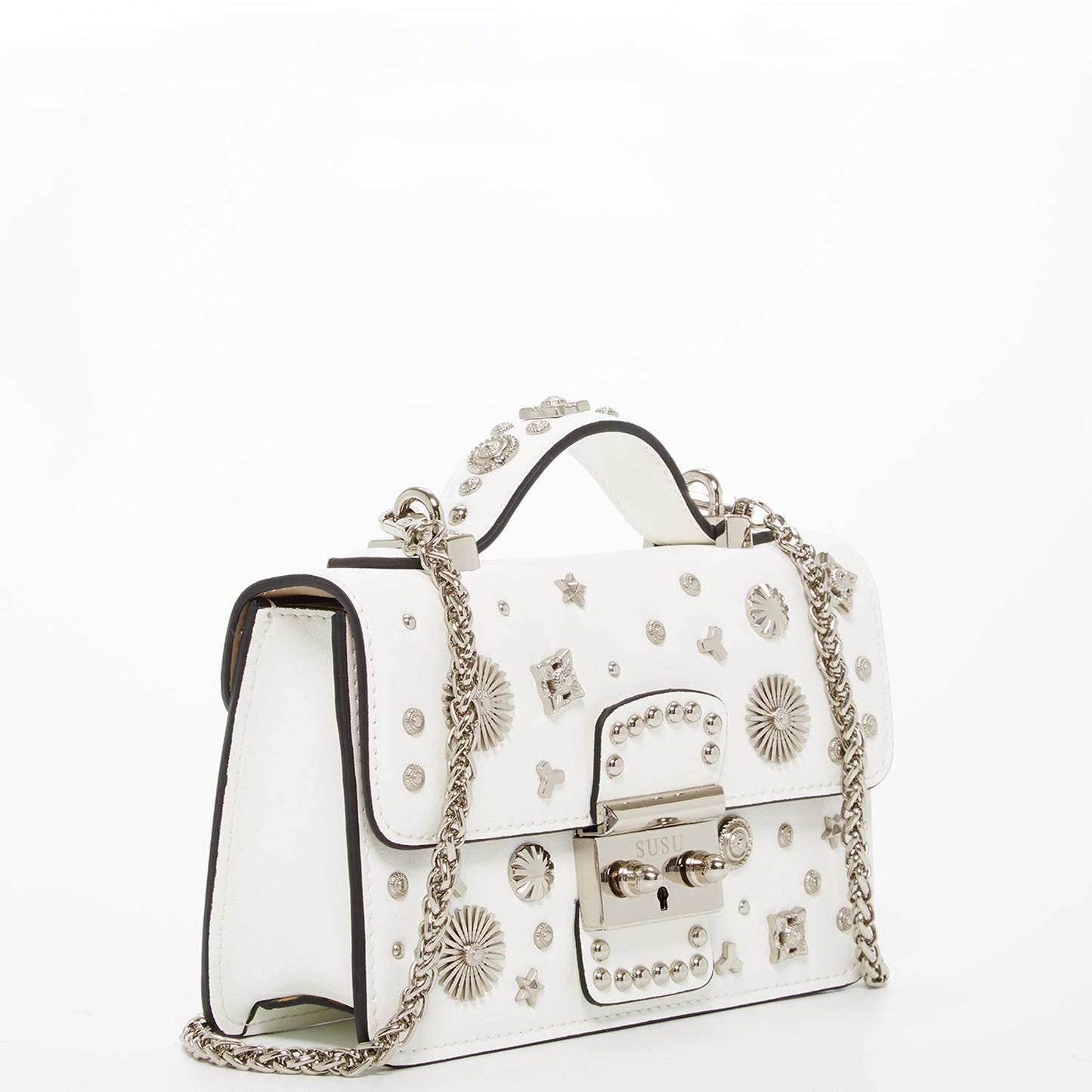 SUSU Small Leather Crossbody Bag White Purse Women's Handbag