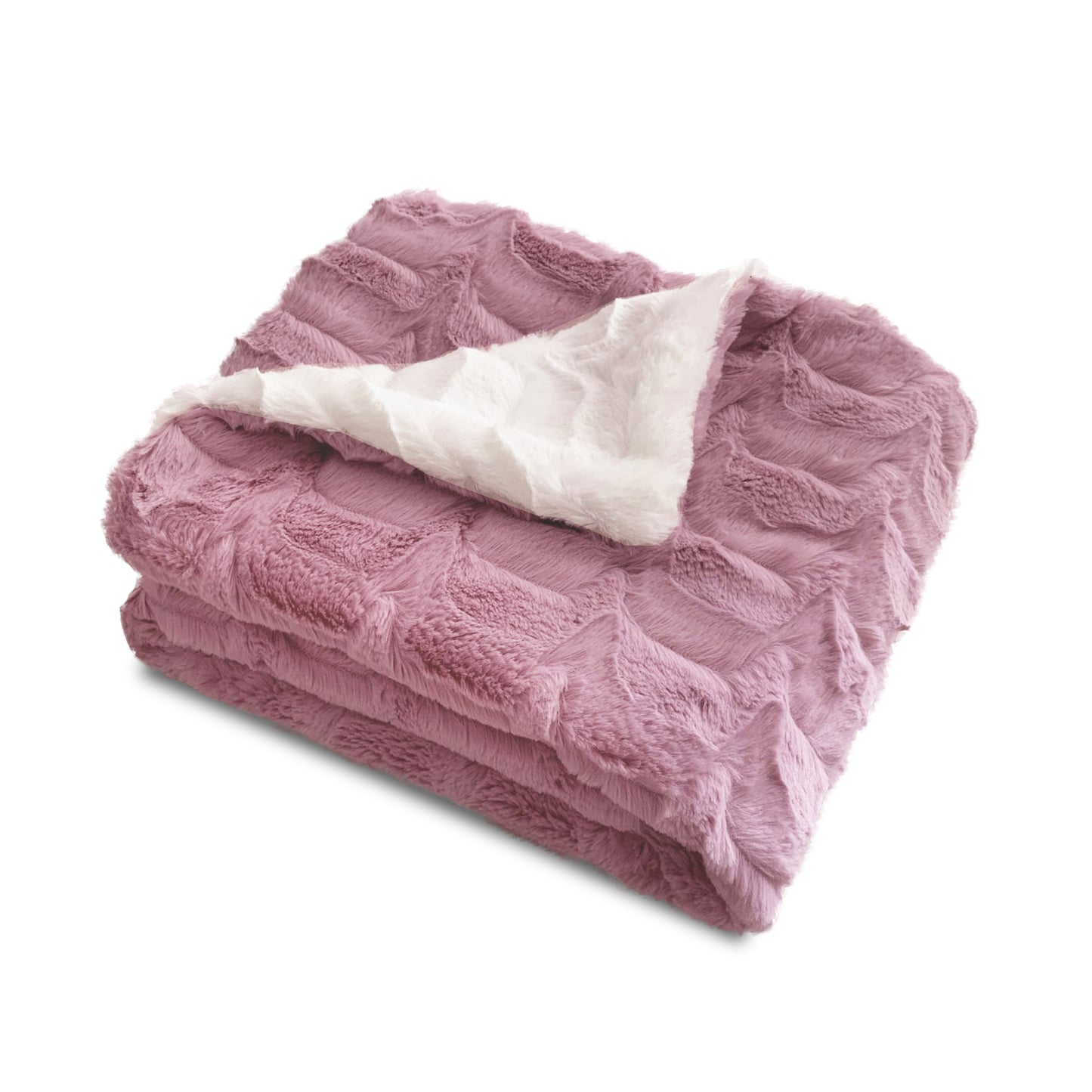 FAUX FUR WAVY BABY BLANKET IN GIFT BOX (MPB4)