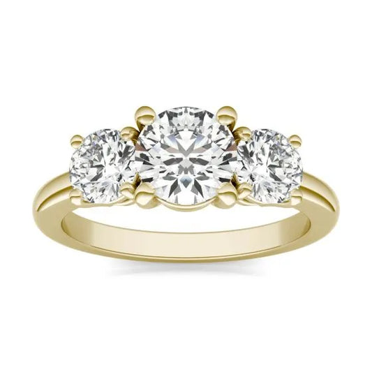2 CTW AGI Certified Lab Grown Diamond (G-VS) Three Stone Engagement Ring in Choice of 14K Yellow or 14k White Gold