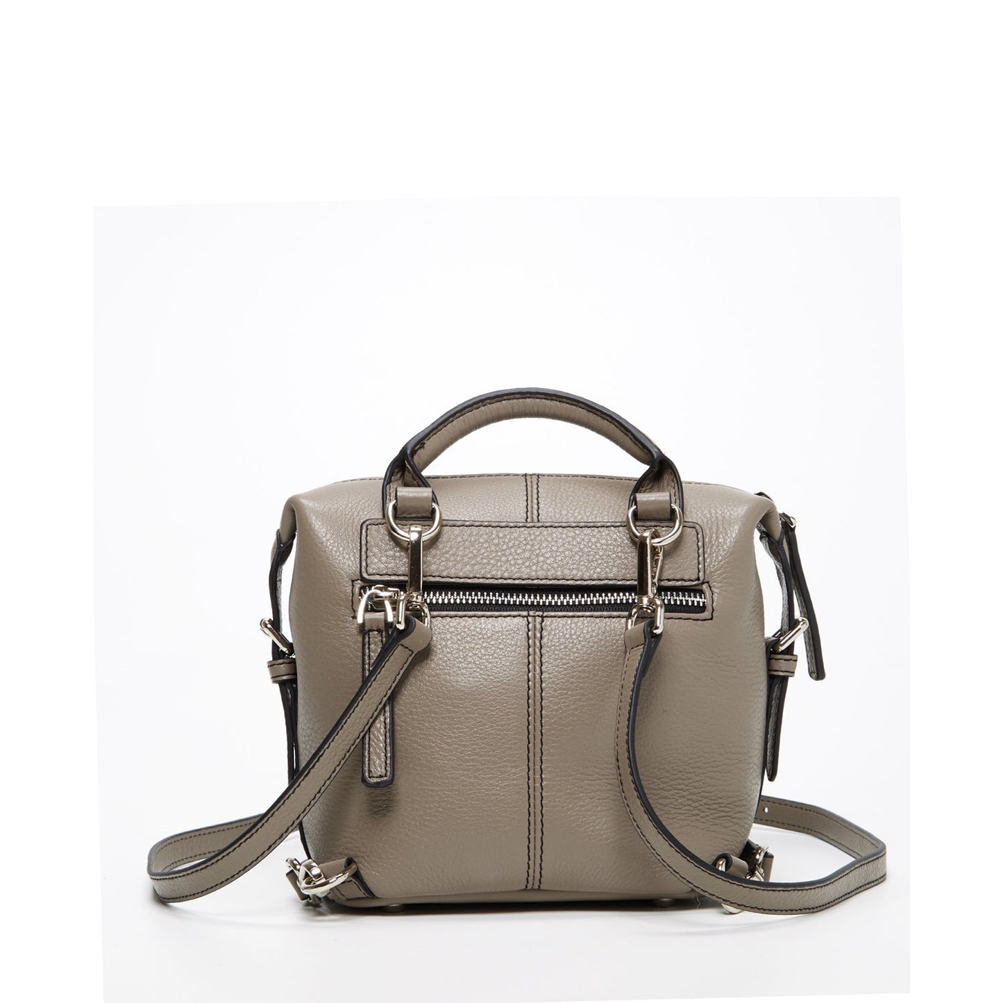 SUSU Gray Leather Backpack Purse for Women Convertible Crossbody Bag Medium Size with Front and Back Pockets