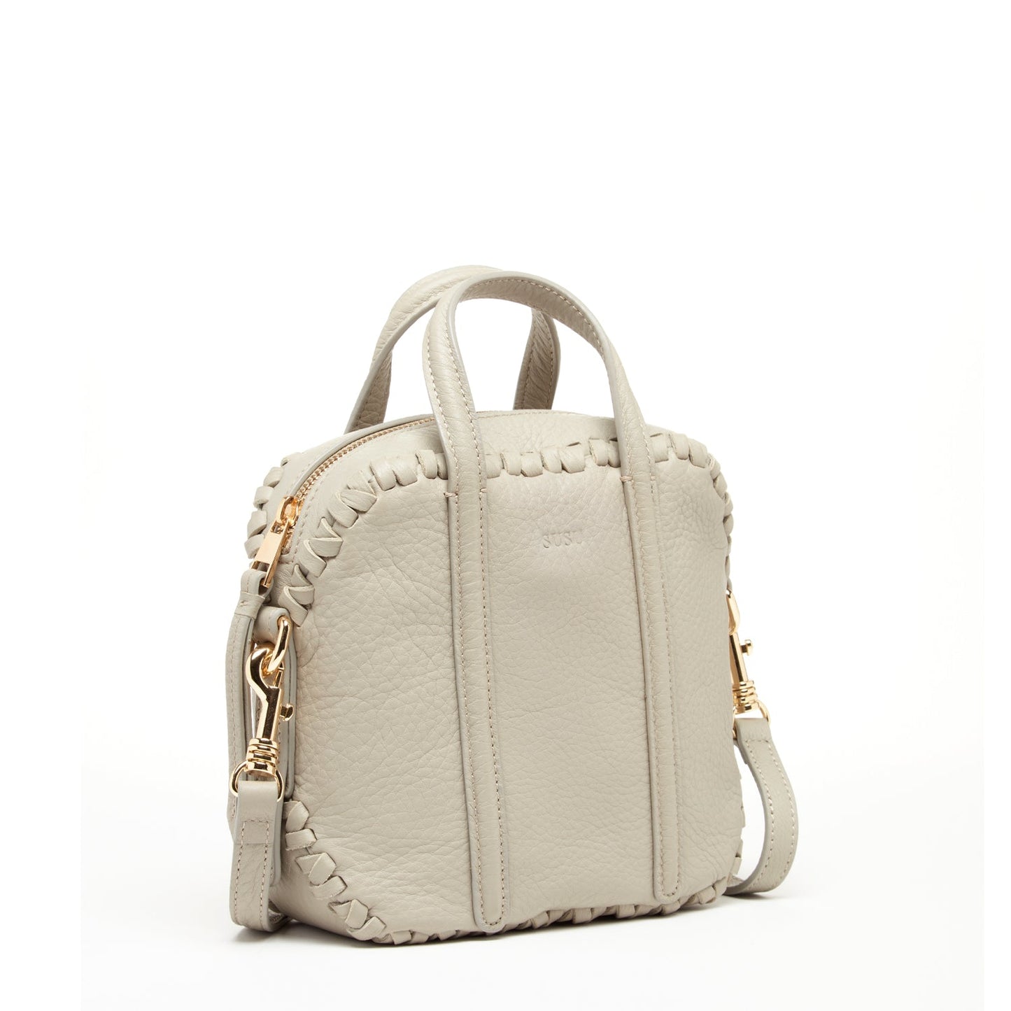 SUSU Leather Crossbody Bag Medium Size Women's Handbag Grayish Beige Purse