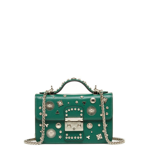 SUSU Small Leather Crossbody Bag Dark Green Purse Women's Handbag