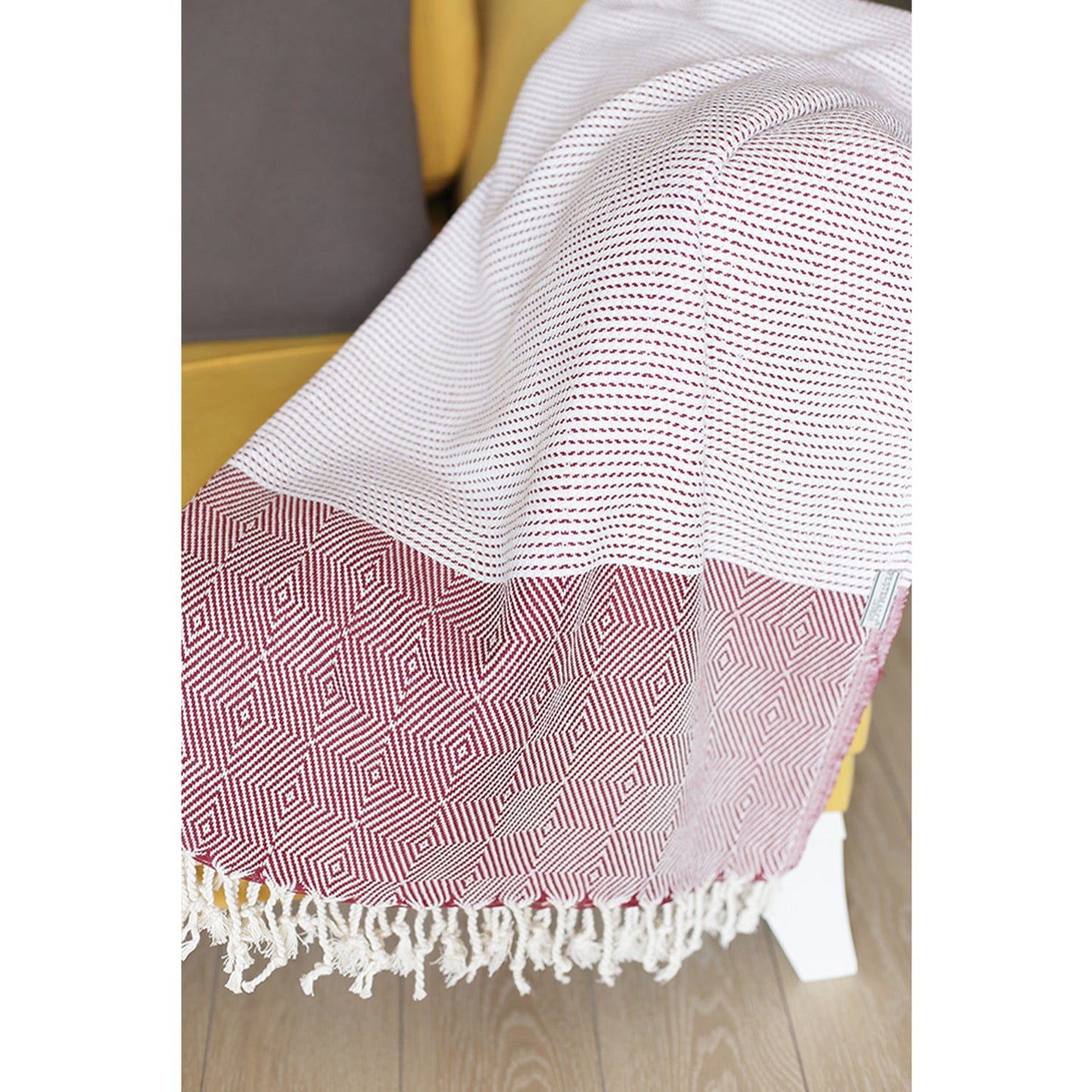 Handwoven Throw Blanket Set of 2 40" x 70" Turkish Cotton 100% with Tassels for Couch, Sofa, Bedding