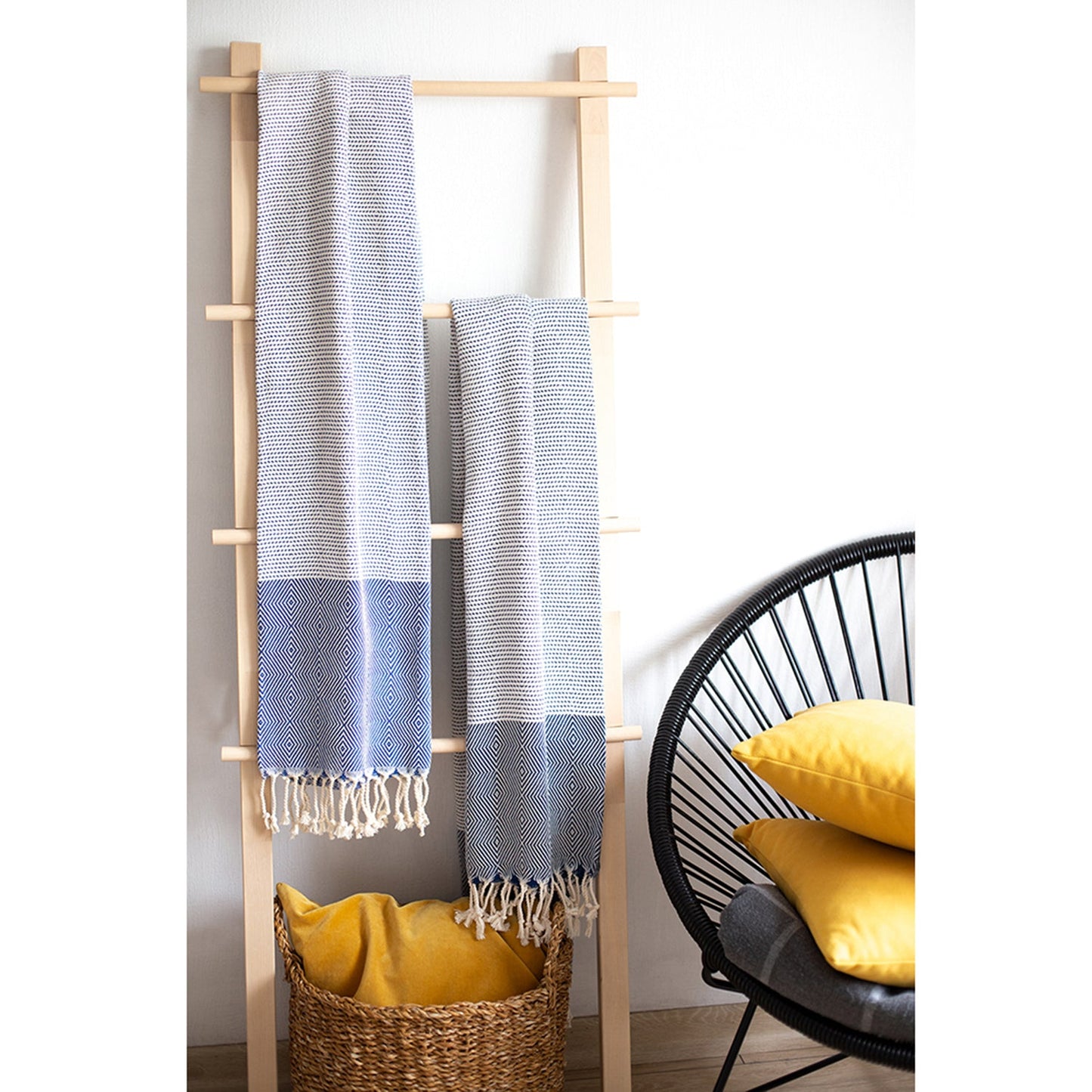 Handwoven Throw Blanket Set of 2 40" x 70" Turkish Cotton 100% with Tassels for Couch, Sofa, Bedding