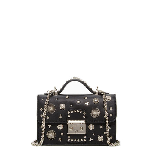 SUSU Studded Small Leather Crossbody Bag Black Purse  Women's Handbag