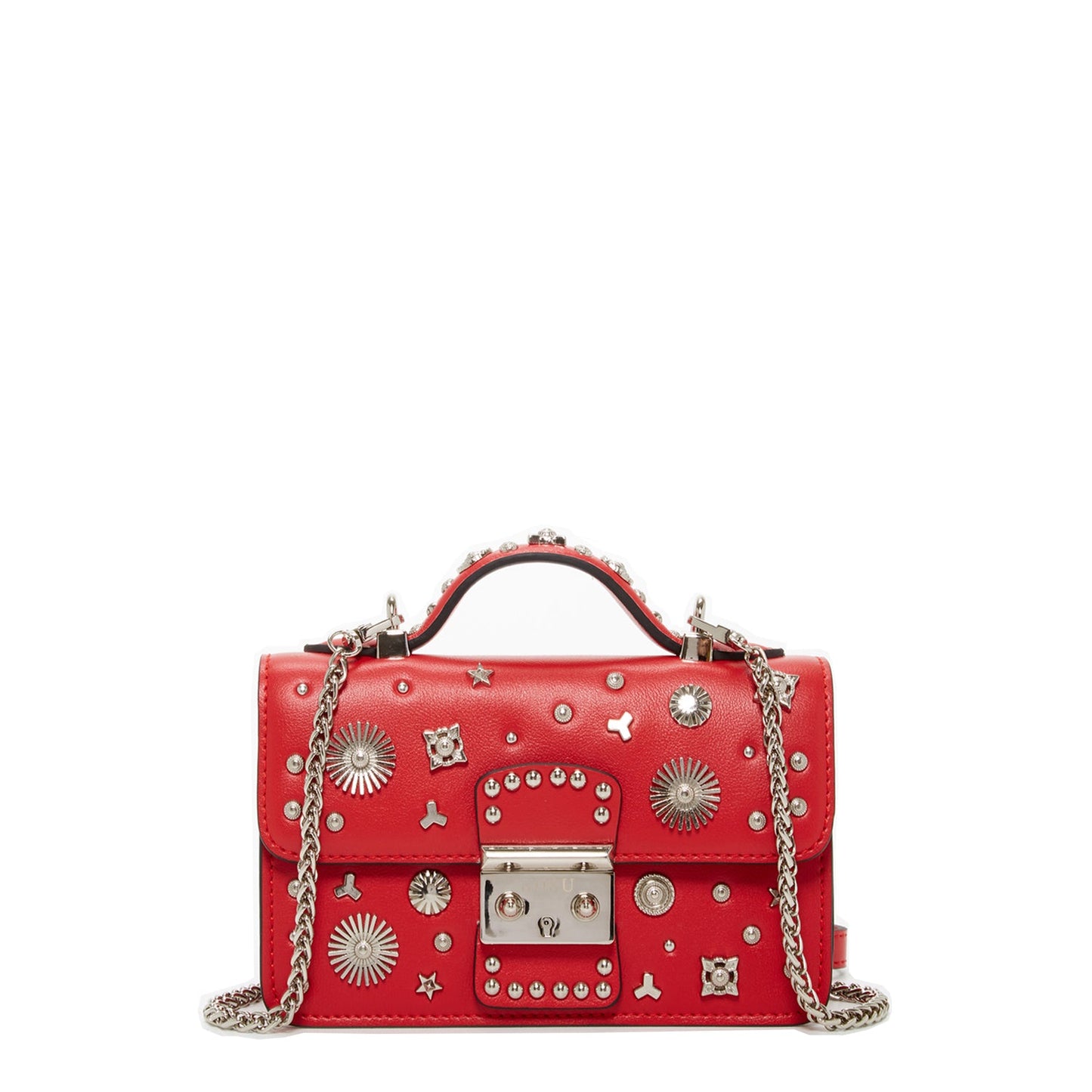 SUSU Studded Small Leather Crossbody Bag Red Purse  Women's Handbag