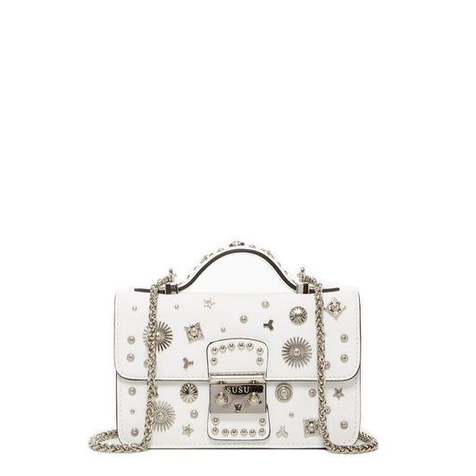 SUSU Small Leather Crossbody Bag White Purse Women's Handbag