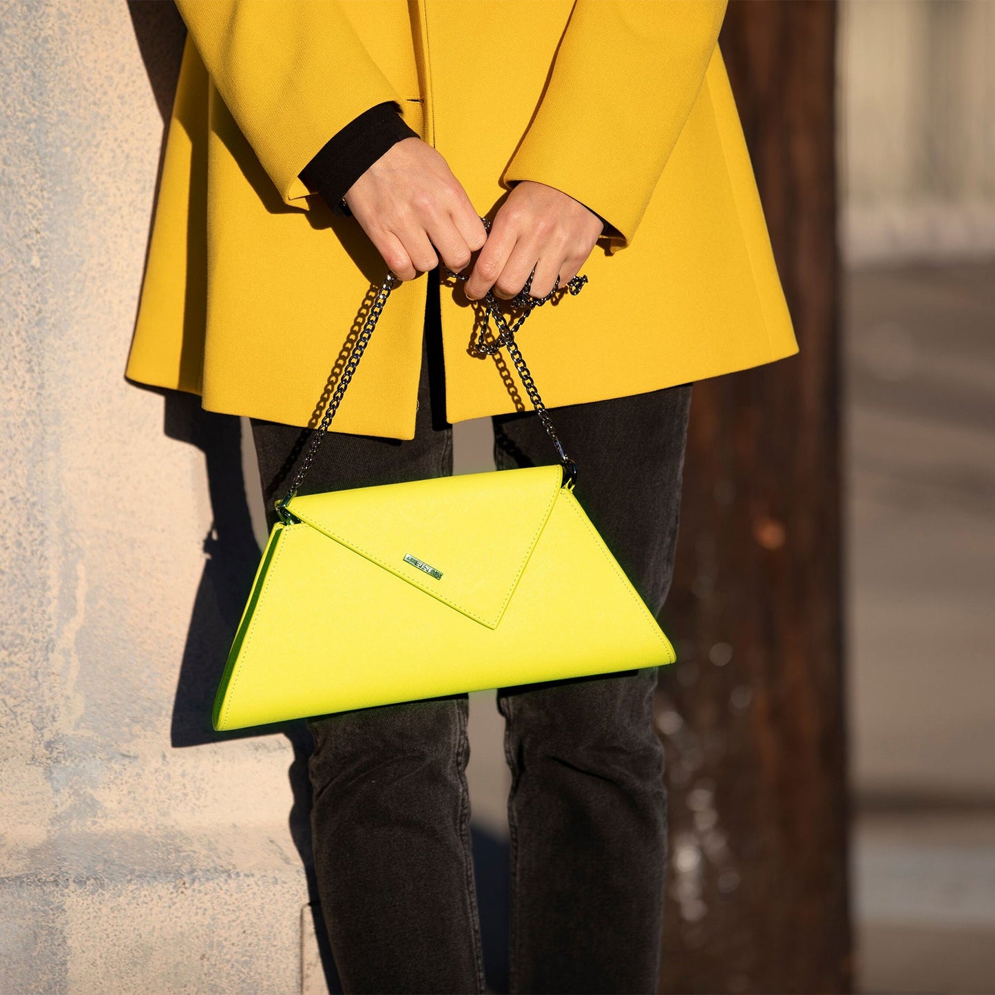 SUSU Yellow Purse Leather Clutch Bag Unique Evening Purse Women's Handbag