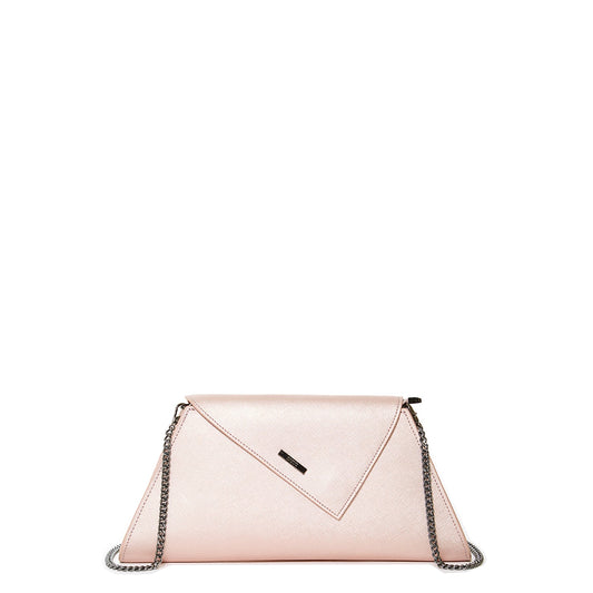 SUSU Rose Gold Metallic Leather Clutch Bag Unique Evening Purse Women's Handbag