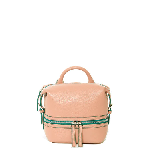 SUSU Pink Leather Backpack Purse for Women Convertible Crossbody Bag Medium Size with Front and Back Pockets