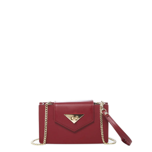 SUSU Mini Crossbody Bag Small Leather Burgundy Purse Wristlet Women's Handbag