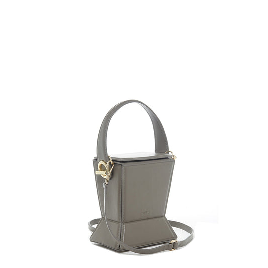 SUSU Grey Leather Bucket Bag Unique Leather Crossbody Purse Women's Handbag