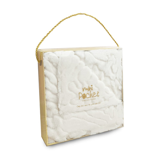 FAUX FUR ROYAL CREAM BABY BLANKET IN GIFT BOX (MPB4)